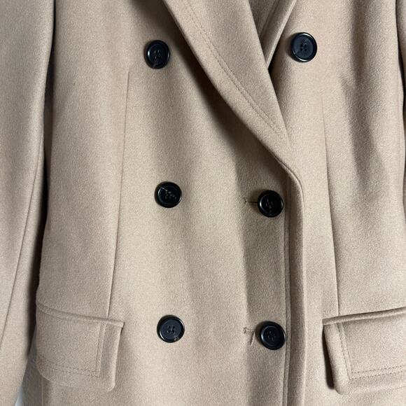 Reiss Camel Tan Wool l Double Breasted Long Coat Size 2 - Picture 9 of 9